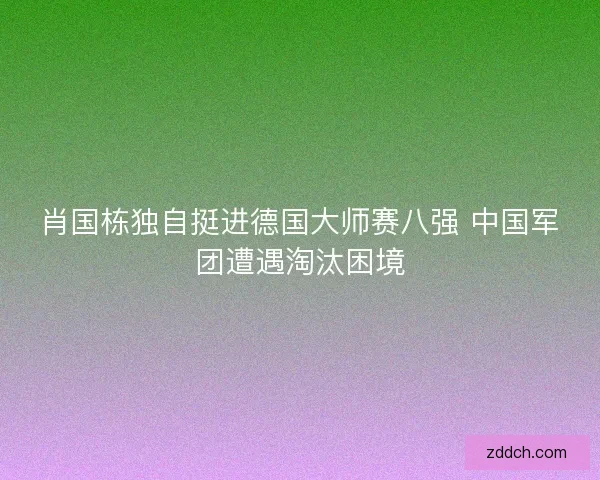 肖国栋独自挺进德国大师赛八强 中国军团遭遇淘汰困境